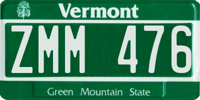 VT license plate ZMM476