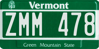 VT license plate ZMM478
