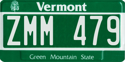 VT license plate ZMM479
