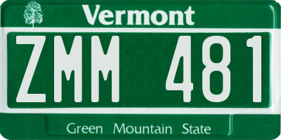 VT license plate ZMM481