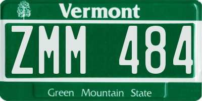 VT license plate ZMM484