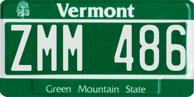 VT license plate ZMM486