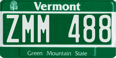 VT license plate ZMM488