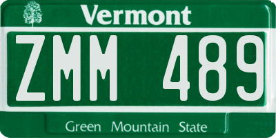 VT license plate ZMM489