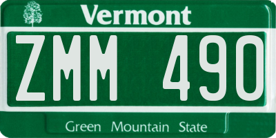 VT license plate ZMM490