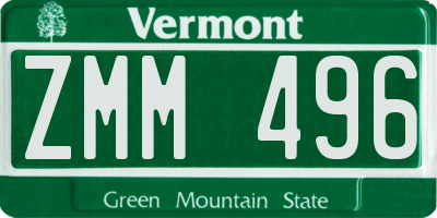 VT license plate ZMM496