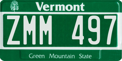 VT license plate ZMM497