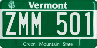 VT license plate ZMM501