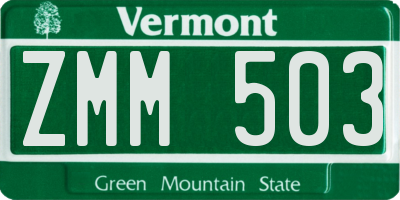 VT license plate ZMM503