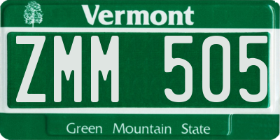 VT license plate ZMM505