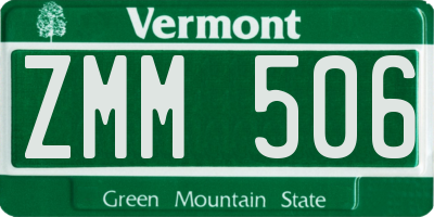 VT license plate ZMM506