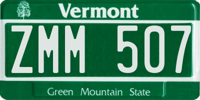 VT license plate ZMM507