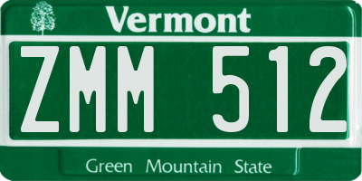 VT license plate ZMM512
