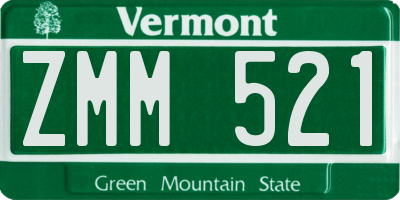 VT license plate ZMM521
