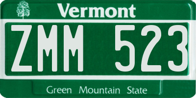 VT license plate ZMM523