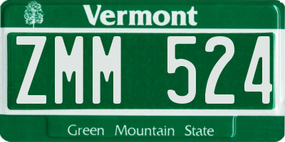 VT license plate ZMM524