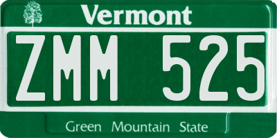 VT license plate ZMM525