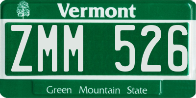 VT license plate ZMM526