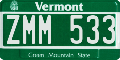 VT license plate ZMM533