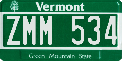 VT license plate ZMM534