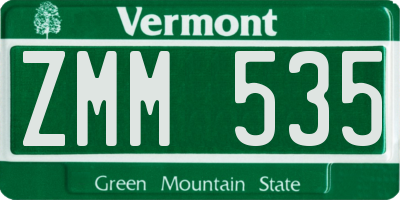VT license plate ZMM535
