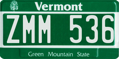 VT license plate ZMM536