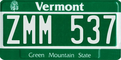 VT license plate ZMM537
