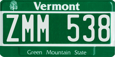 VT license plate ZMM538