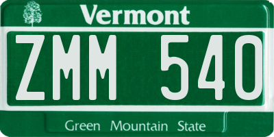 VT license plate ZMM540