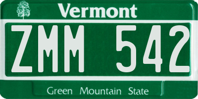 VT license plate ZMM542