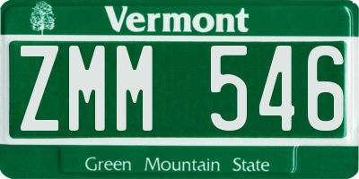 VT license plate ZMM546
