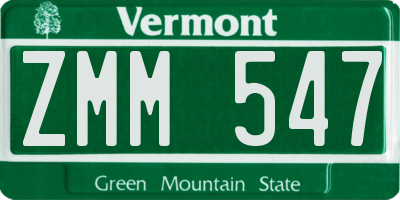 VT license plate ZMM547