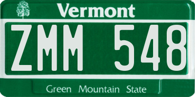 VT license plate ZMM548