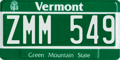 VT license plate ZMM549