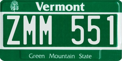 VT license plate ZMM551