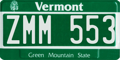 VT license plate ZMM553