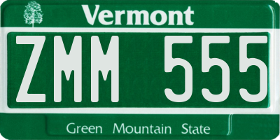 VT license plate ZMM555