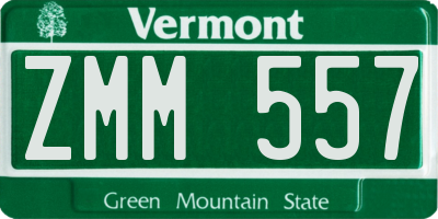 VT license plate ZMM557