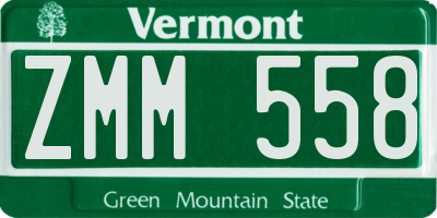 VT license plate ZMM558