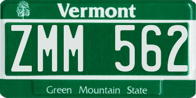 VT license plate ZMM562