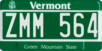 VT license plate ZMM564