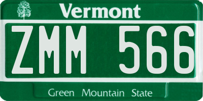VT license plate ZMM566
