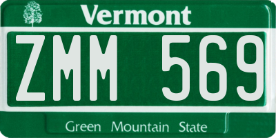 VT license plate ZMM569