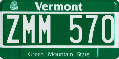 VT license plate ZMM570