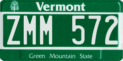 VT license plate ZMM572