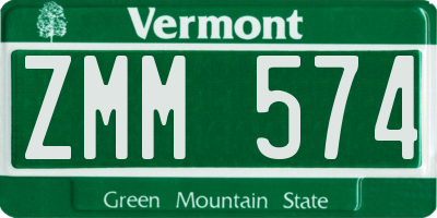 VT license plate ZMM574
