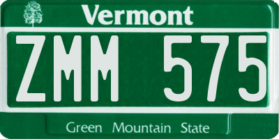 VT license plate ZMM575