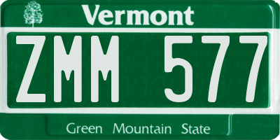 VT license plate ZMM577