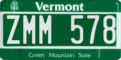 VT license plate ZMM578