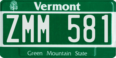 VT license plate ZMM581